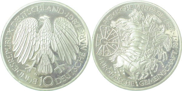 10 DM 30 Jahre Europäische Gemeinschaf 1987 G PP J442 Proof