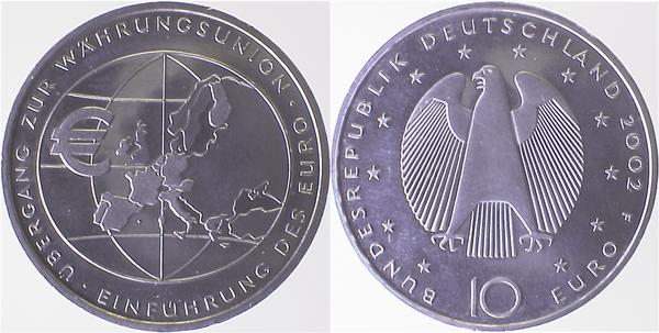10 Euro 2002 F Währungsunion J490
