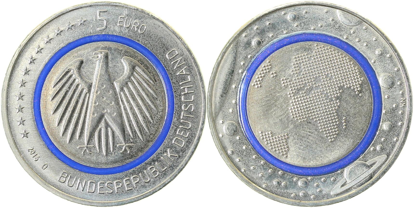 5 Euro Blauer Planet 2016 D Polymerring J607