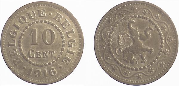 10 Cent Belgien 1916 niederländische und franz. Schrift