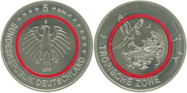 5 Euro Tropische Zone Münzzeichen D J616 Polymerring