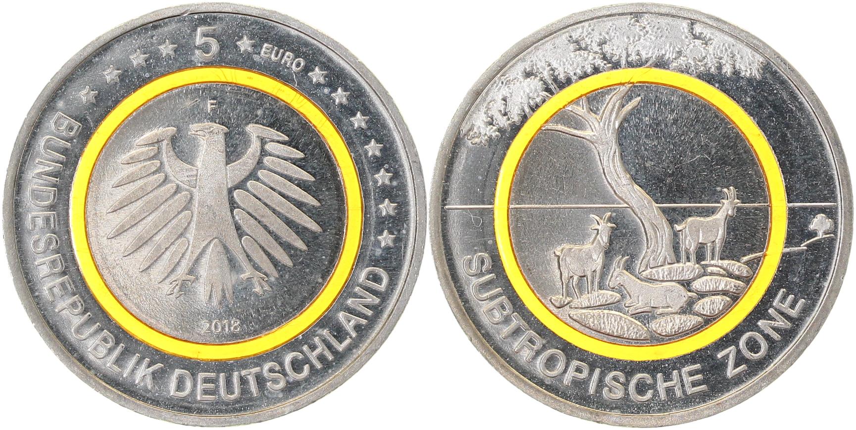 5 Euro Tropische Zone Münzzeichen F J616 Poymerring