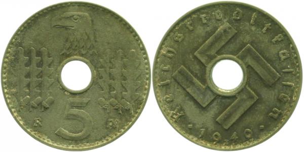 5 Pfennige Reichskreditkasse 1940 B fast vorzüglich J618