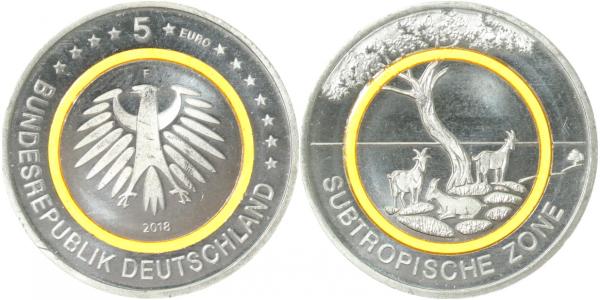 5 Euro Subtropische Zone 2018 F bfr J627