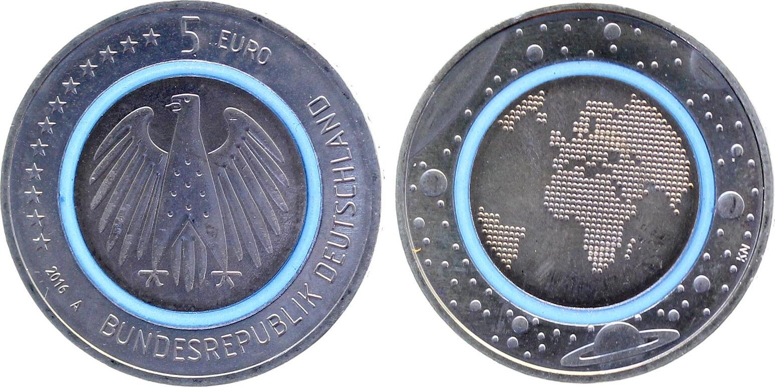 5 Euro Blauer Planet 2016 A J607 Polymerring