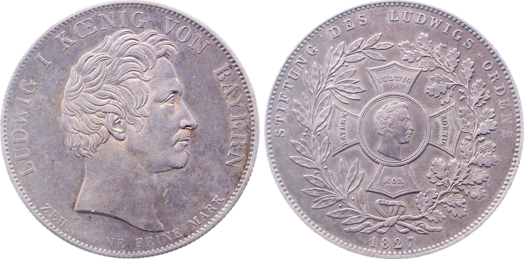 GeschichtsTaler Bayern 1827 Stiftung des Ludwigs Ordens vz+