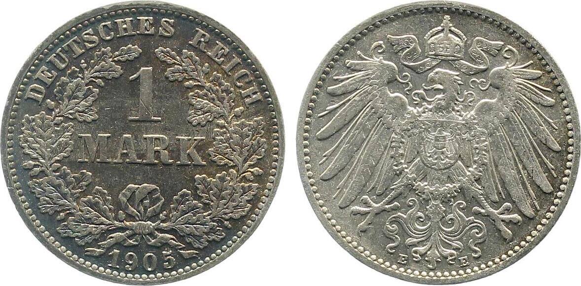 1 Mark 1905 E J017 herrliche Patina