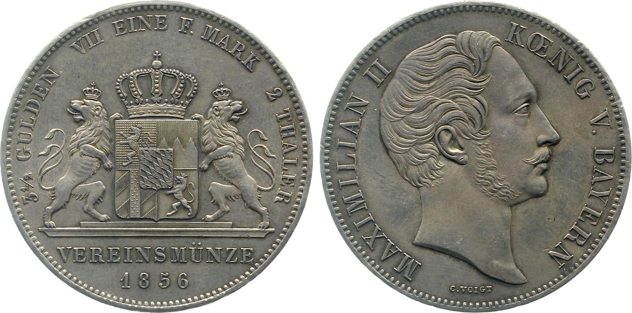 1 Doppeltaler Maximilian II 1856 Thun 91 Bayern
