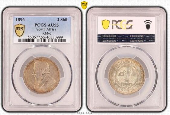 2 Shilling Süd Afrika 1896 PCGS AU55 560677/46330999 KM #6