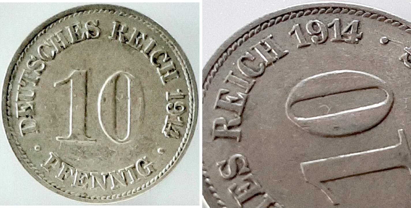 10 Pfennig 1914 G | | Zahl "4" schräg J013