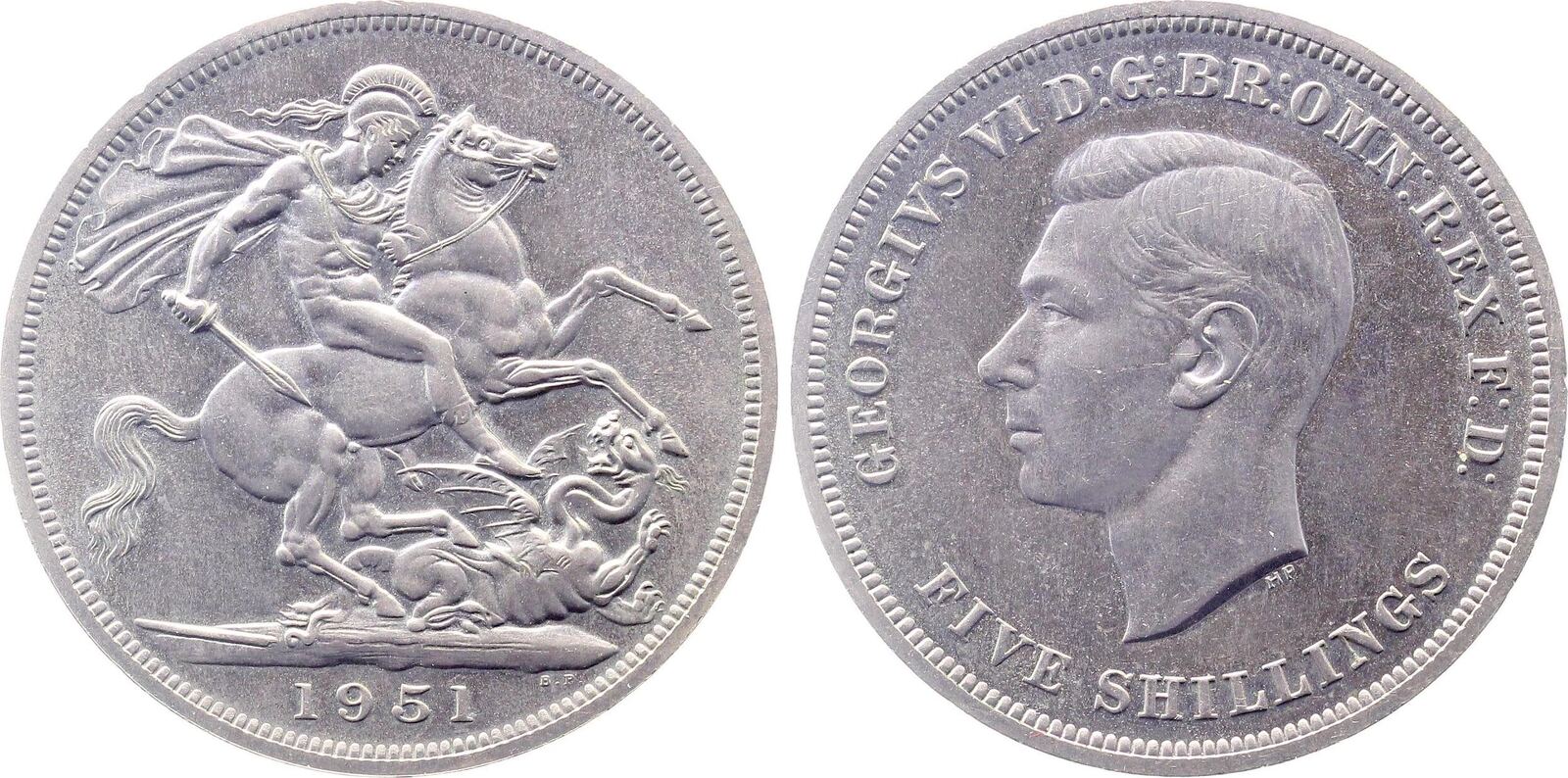 1 Crown 5 Shllings GB-1951 Prooflike, fast perfekt, TOP