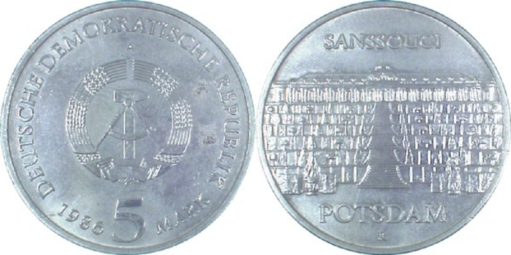5 Mark DDR Schloß Sanssouci 1986 A stempelglanz