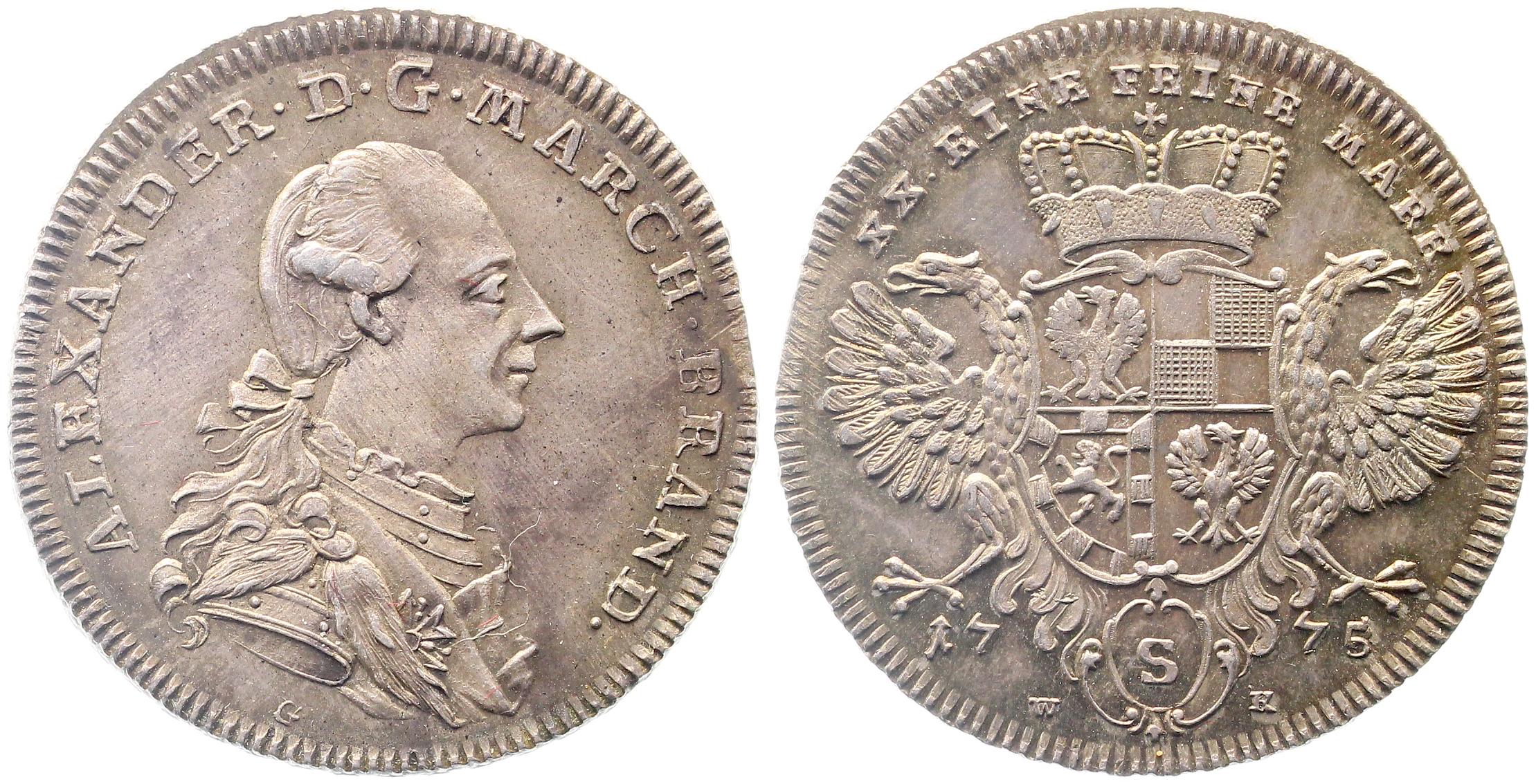 ½ Taler 1775 Brandenburg-Bayreuth, prfr/stgl