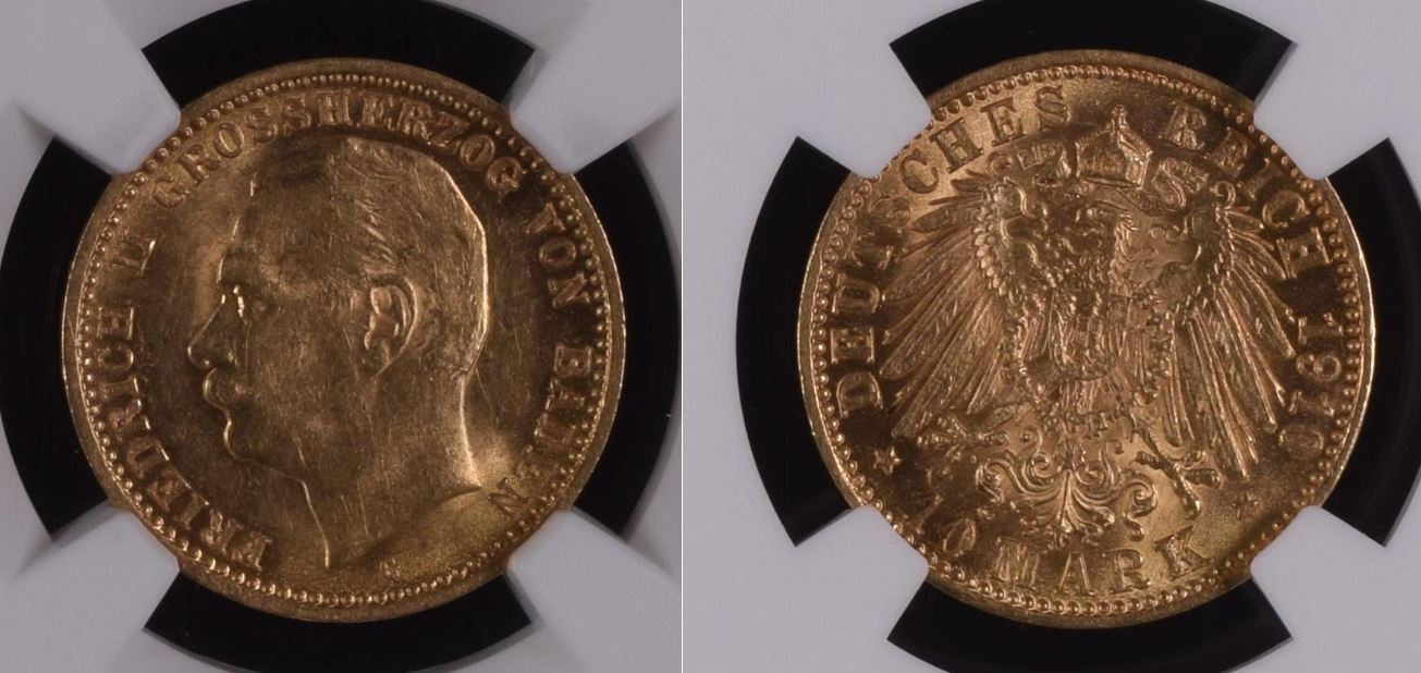 10 Mark Baden 1910 G NGC MS 63 3937479-007 J191