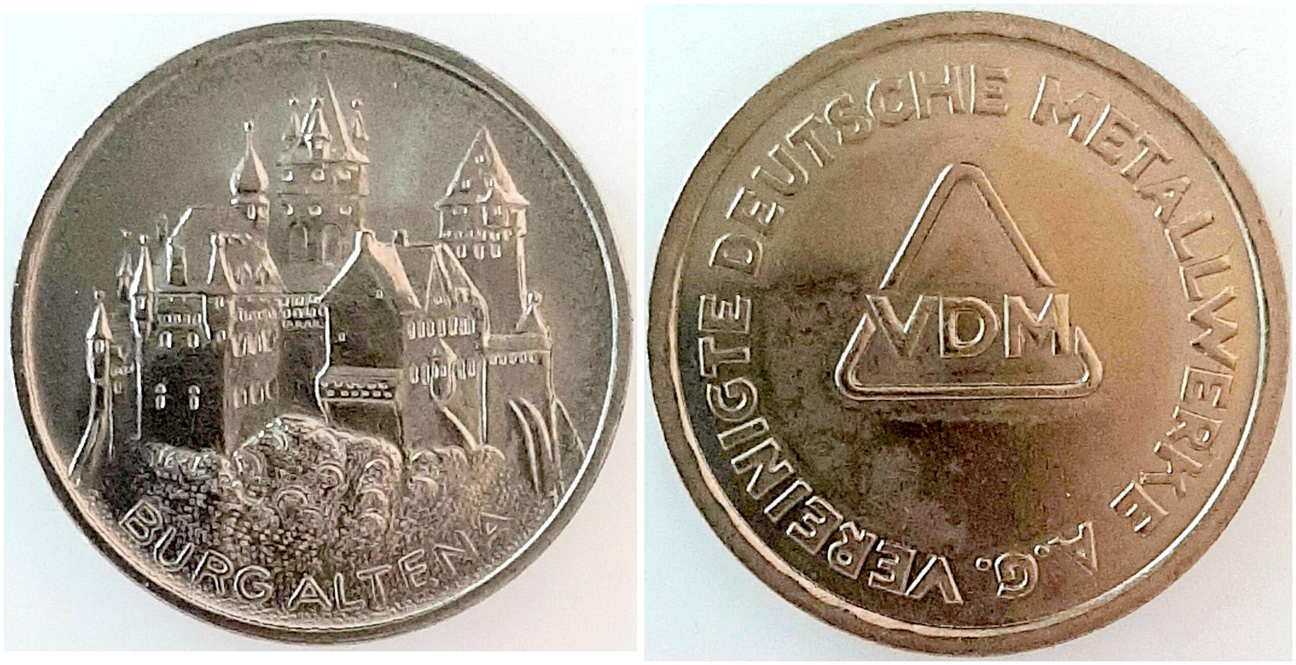 5 DM VDM Automaten-Probe mit Randinschrift: "EINER FÜR ALLE, ALLE FÜR EINER" Raiffeisen 1968