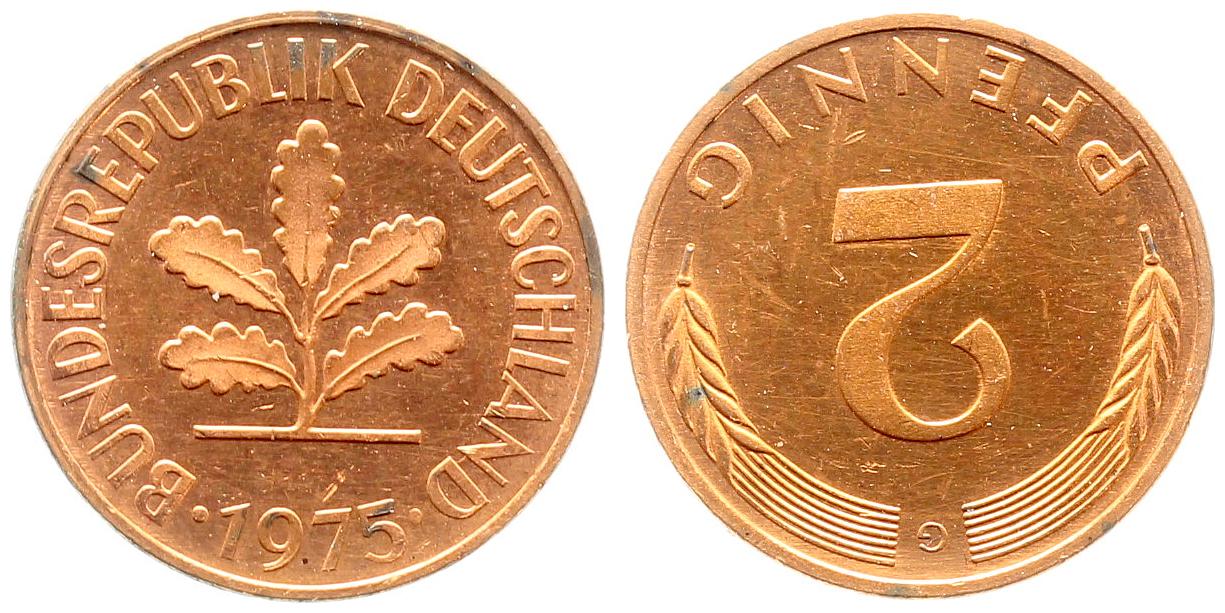 2 Pfennig 1975 G S180. fast stgl !!!