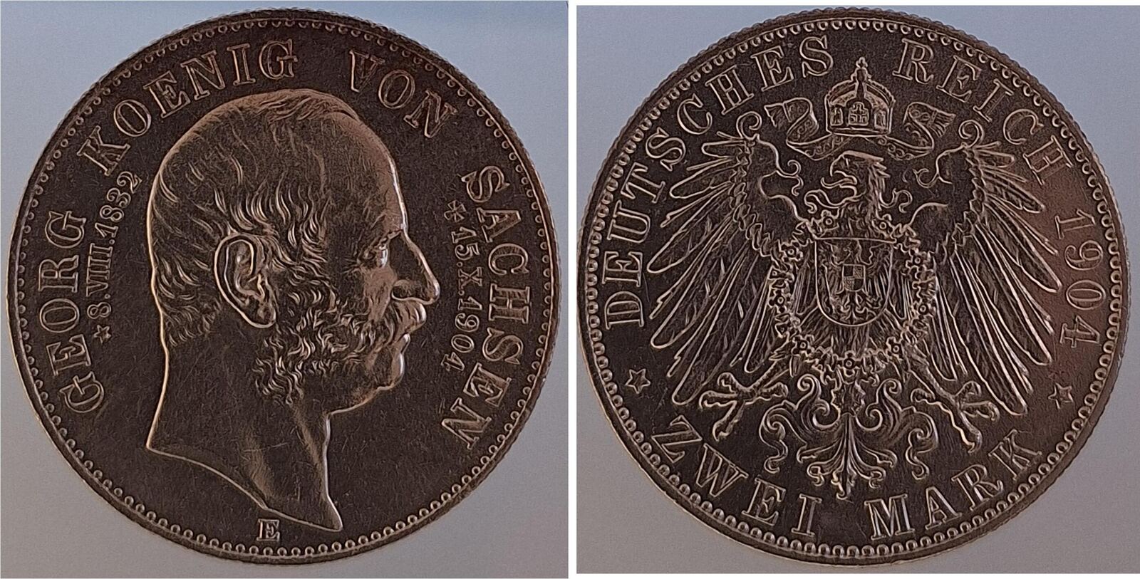 2 Mark 1904 E Georg von Sachsen, auf den Tod J132 vz+