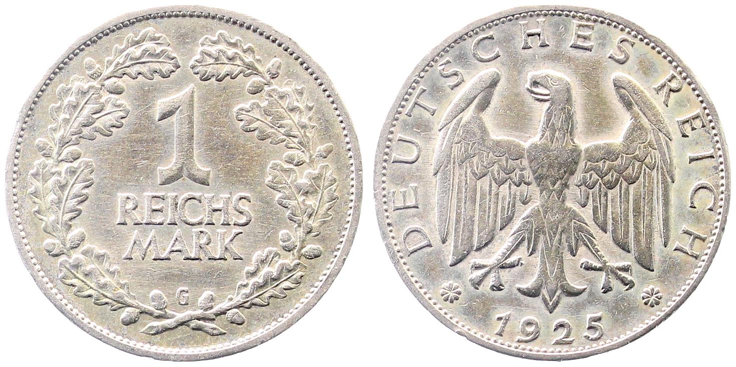 1 Reichsmark 1925 G Jäger 319