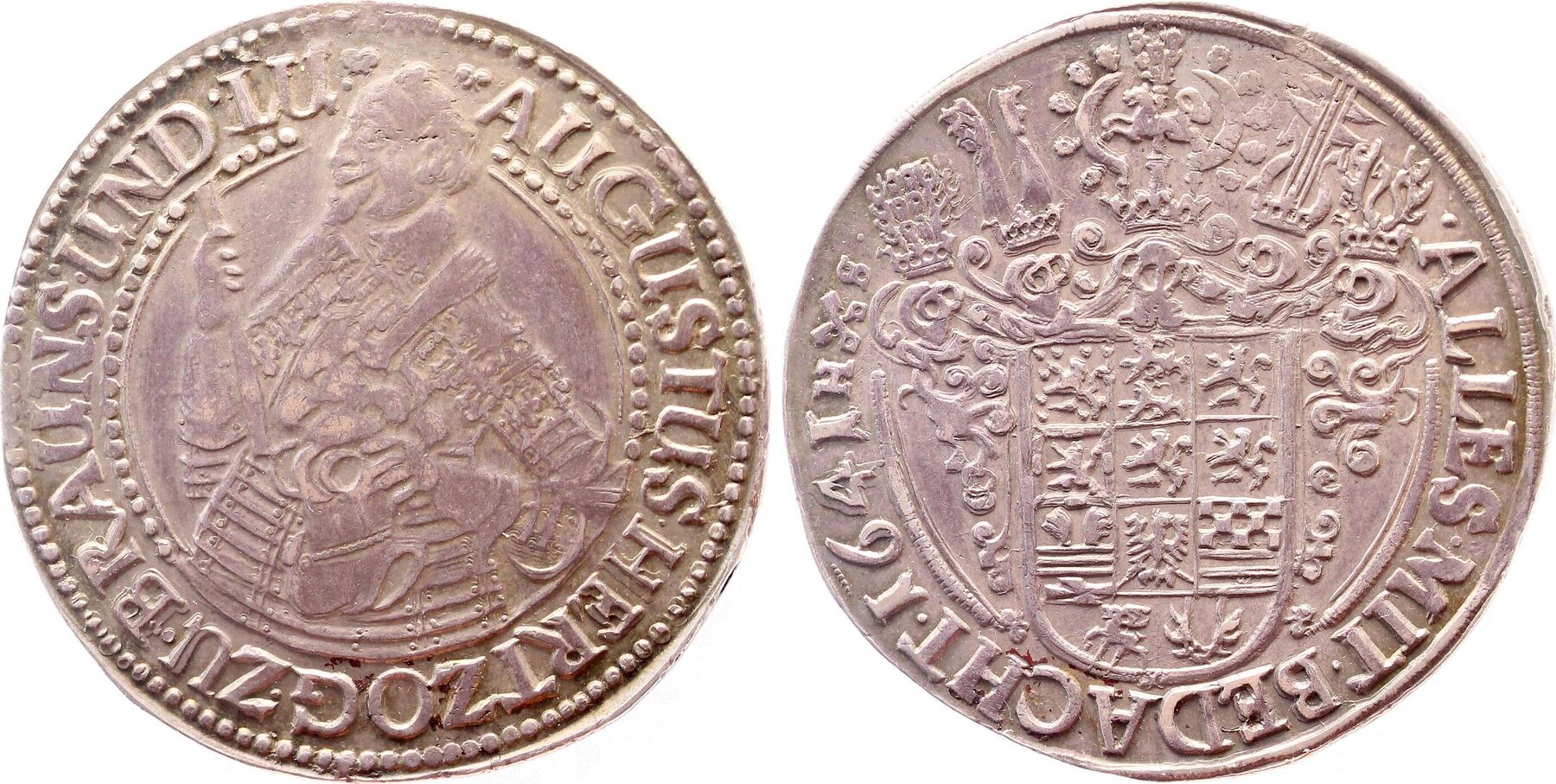 Reichstaler Braunschweig Lüneburg Wolfenbüttel 1641, " ALLES MIT BEDACHT" David 6347, Welter 796, sehr schöne Patina fast SS/VZ