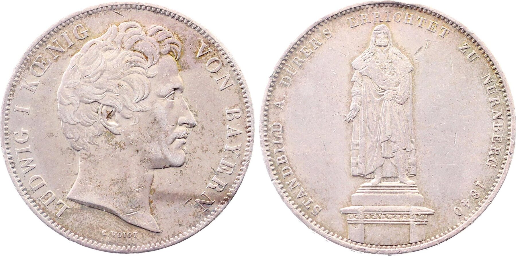 2 Taler Dürer Bayern 1840 Ludwig Thun 78 Dav 585 AKS 101