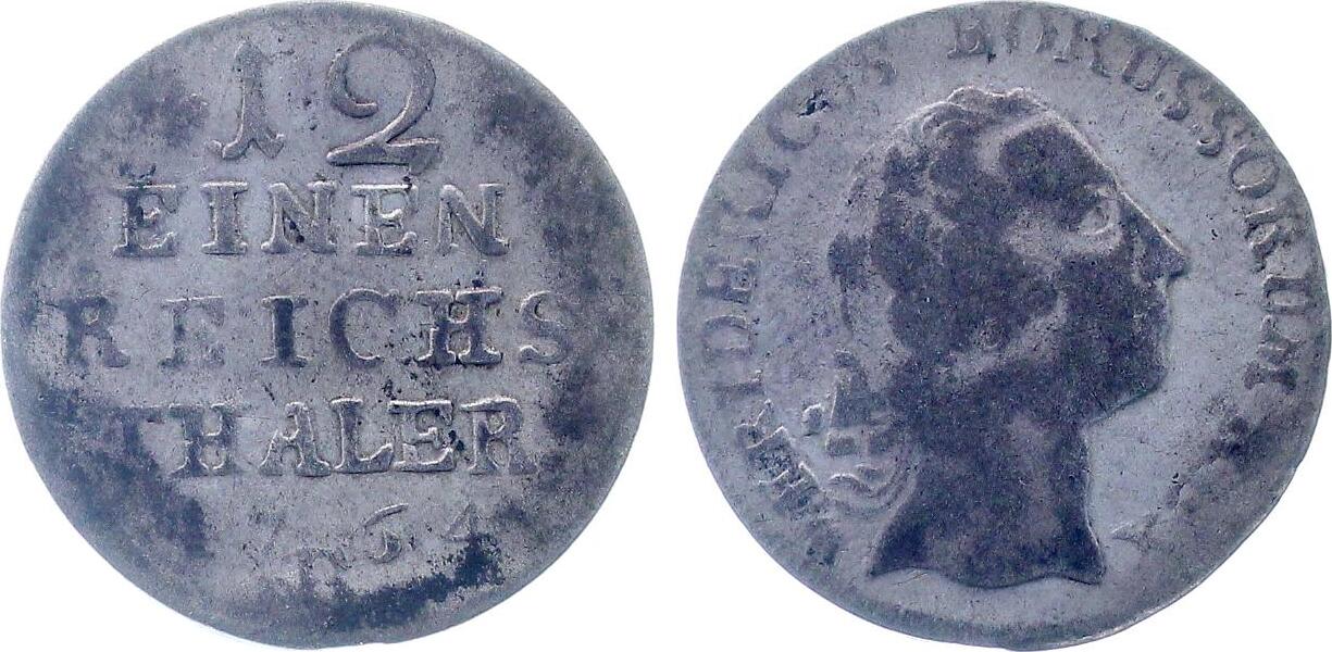 1/12 Taler Preussen 1764 Breslau sehr selten, schön