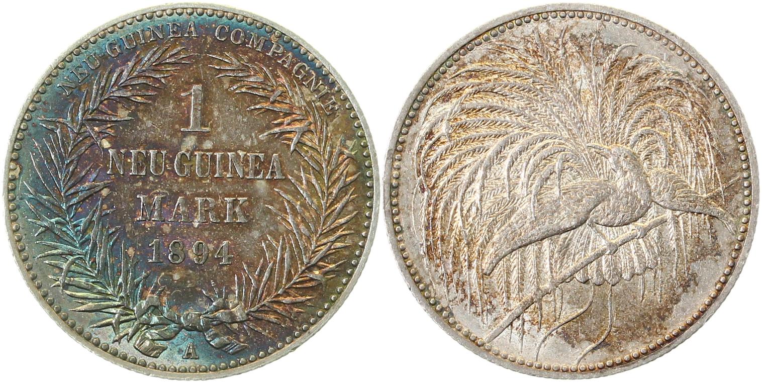 1 Mark Neu-Guinea 1894 A vz/stgl minimale Rf schöne Patina J705