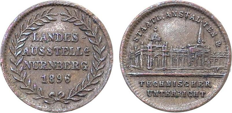 Miniatur Medaille 1896 Landesausstellung Nürnberg vermutlich Bronze