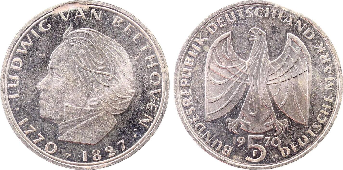 5 DM 1970 F einseitiges Zainende Beethoven