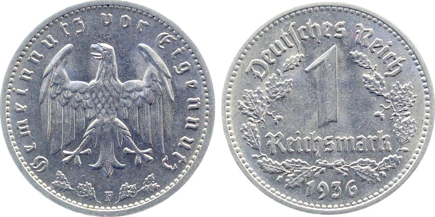1 Reichsmark 1936 F prfr, J354
