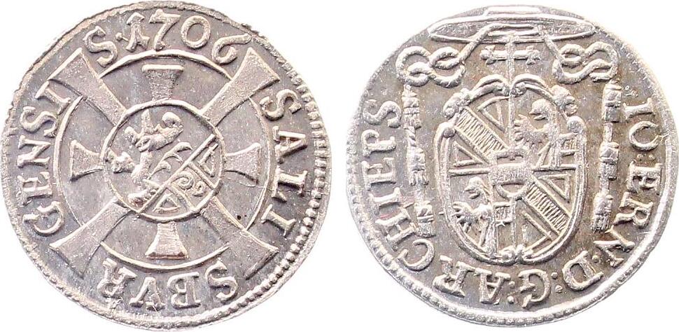 1 Kreuzer 1706 Salzburg prägefrisch Erstabschlag