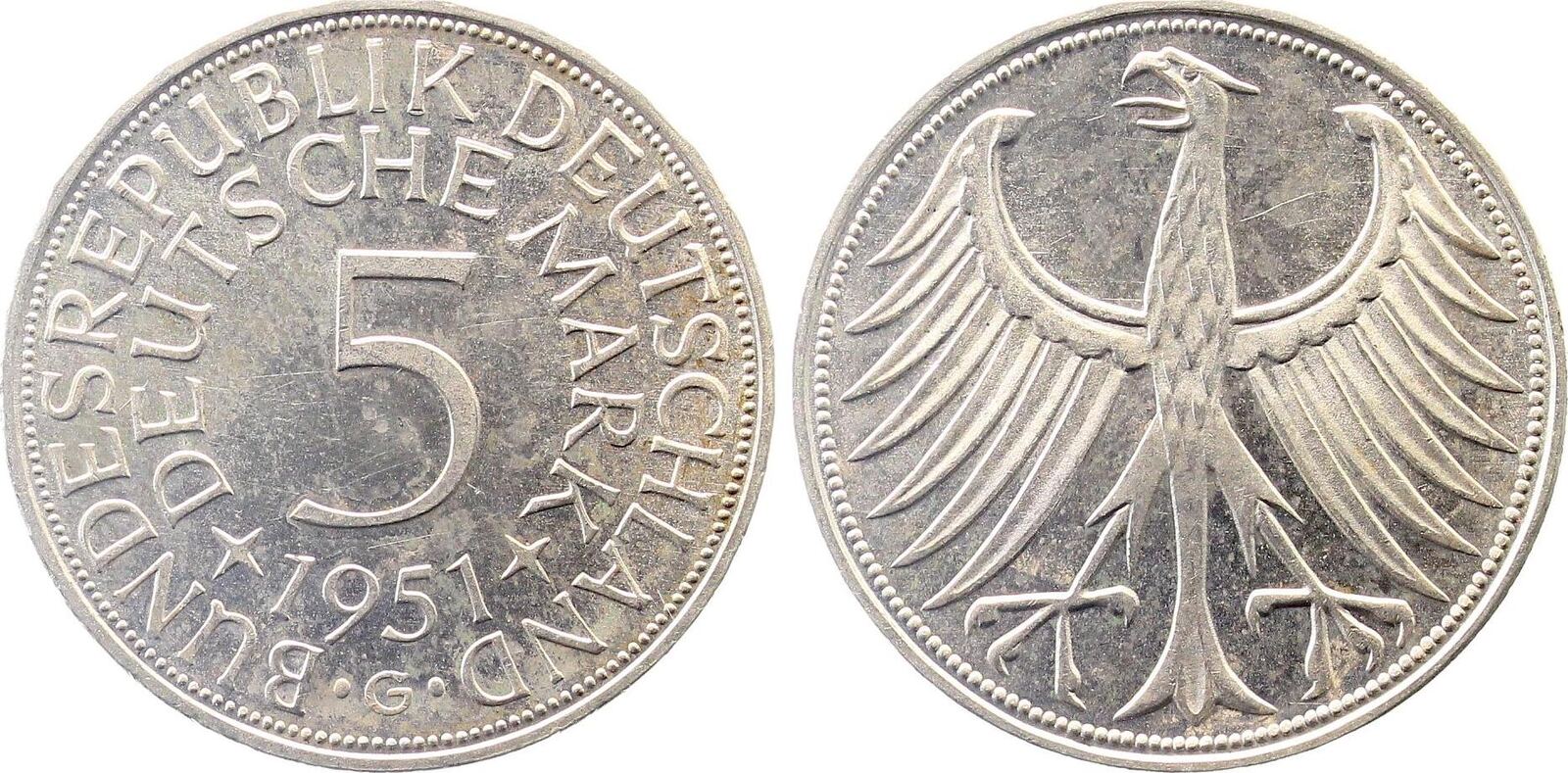 5 DM 1951 G prfr/stgl/prfr