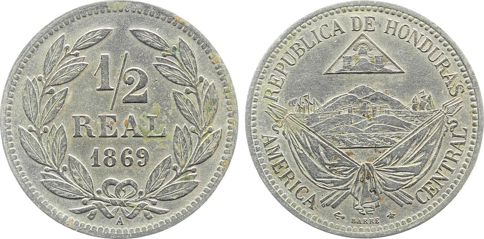 1/2 Real Honduras 1869 ss/vz