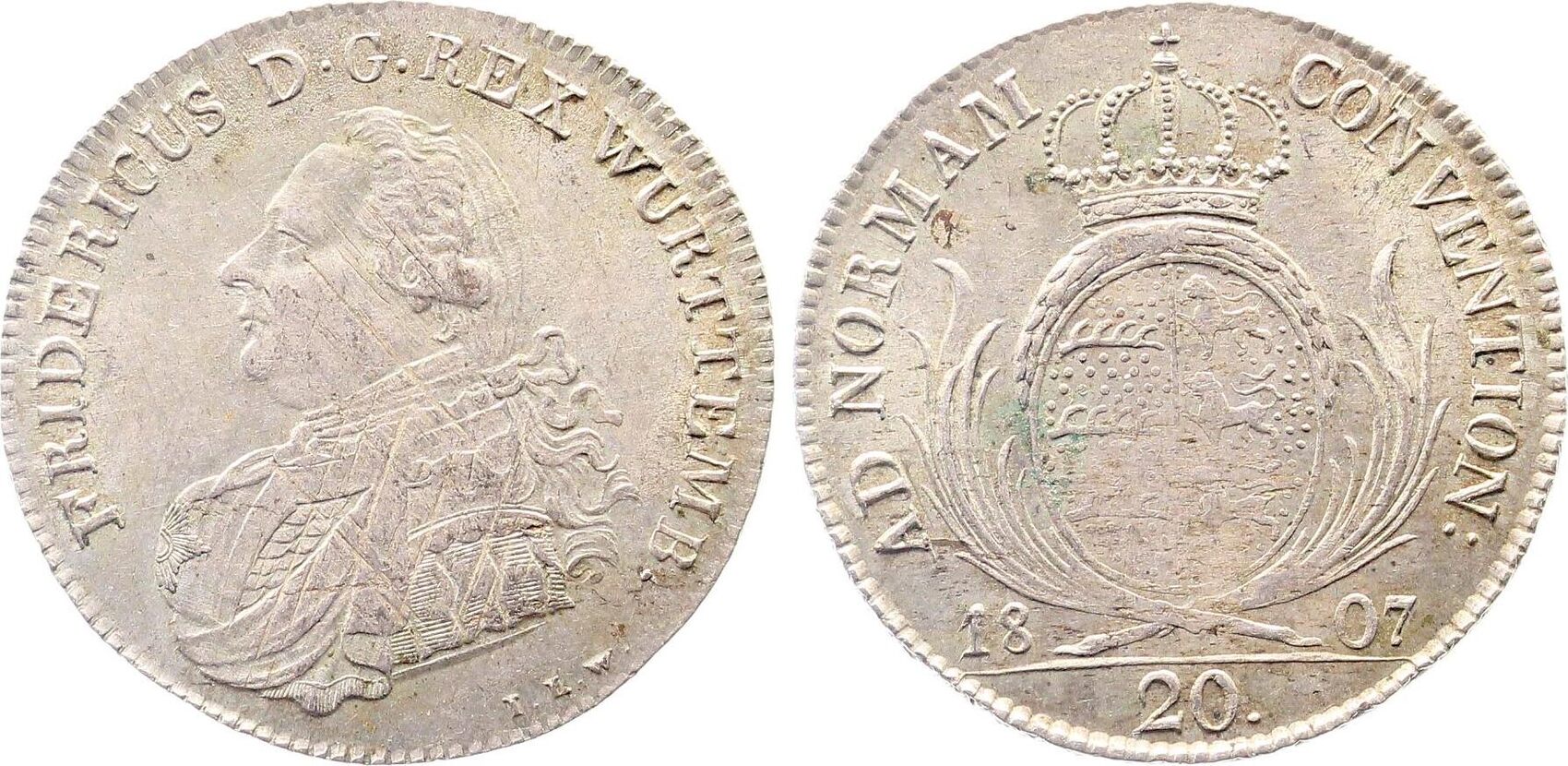 20 Kreuzer 1807 Württemberg, vz-stgl!!!!, justiert