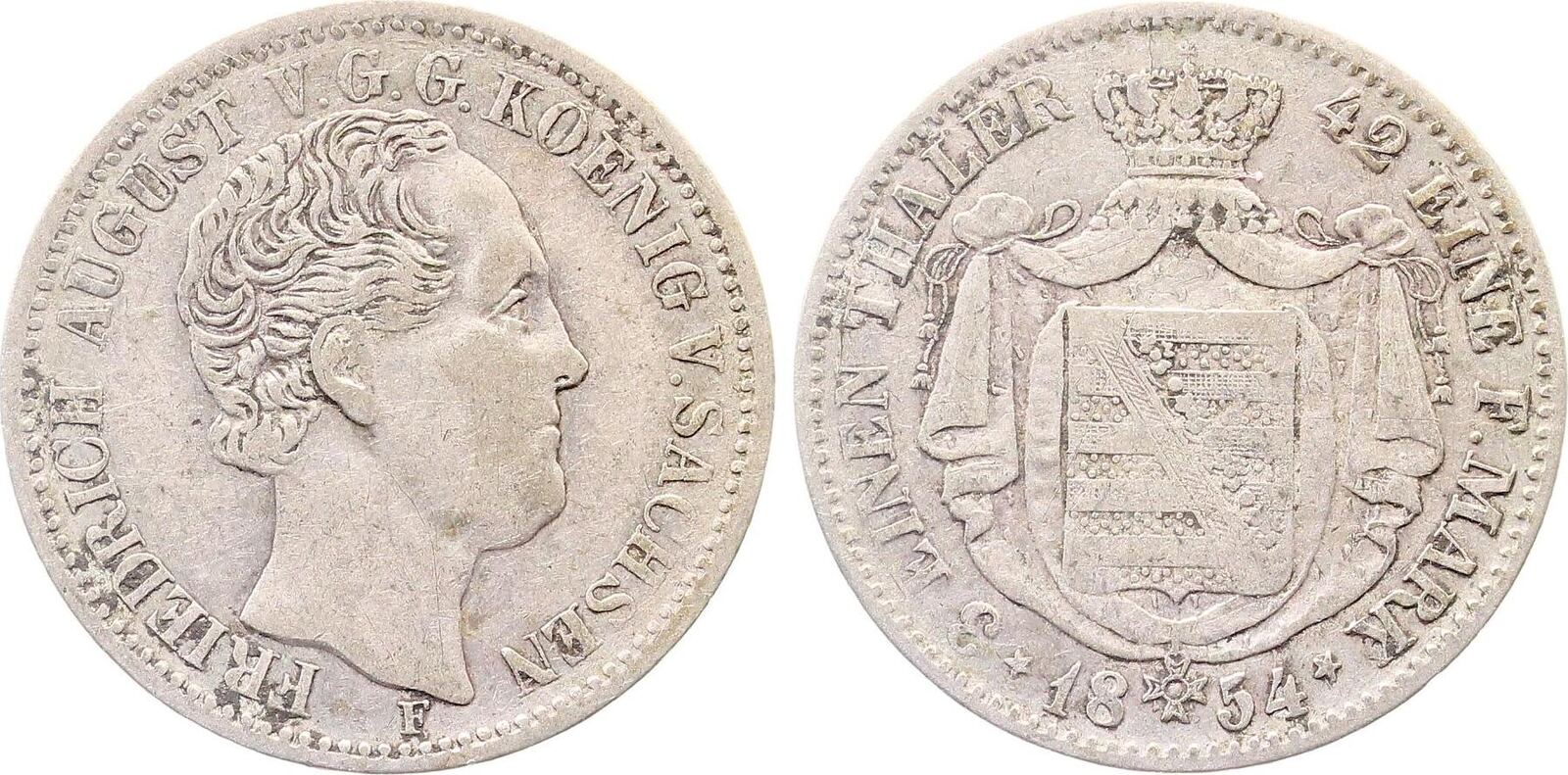 1/3 Taler Sachsen 1854 AKS 103, J.86 fast sehr schön