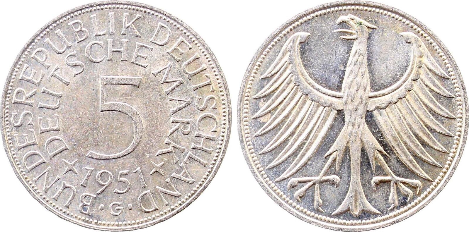5 DM 1951 G Erstabschlag J387