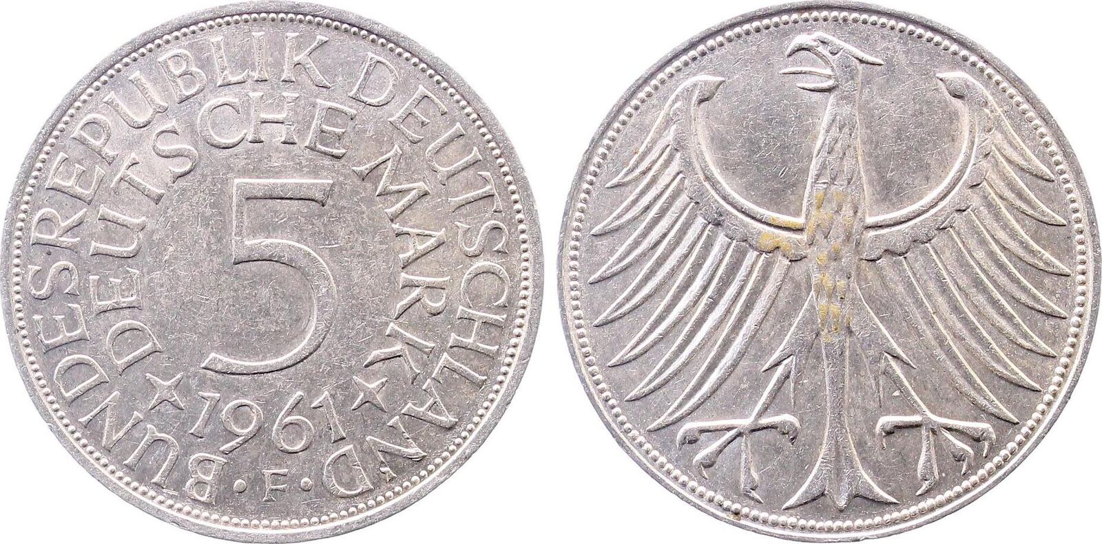 5 Deutsche Mark J387 1961 F