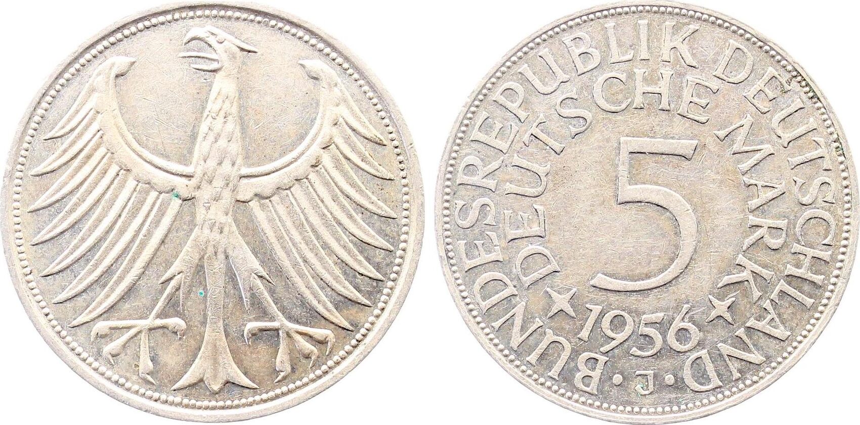 5 Deutsche Mark 1956 J Erstabschlag vz+ J387