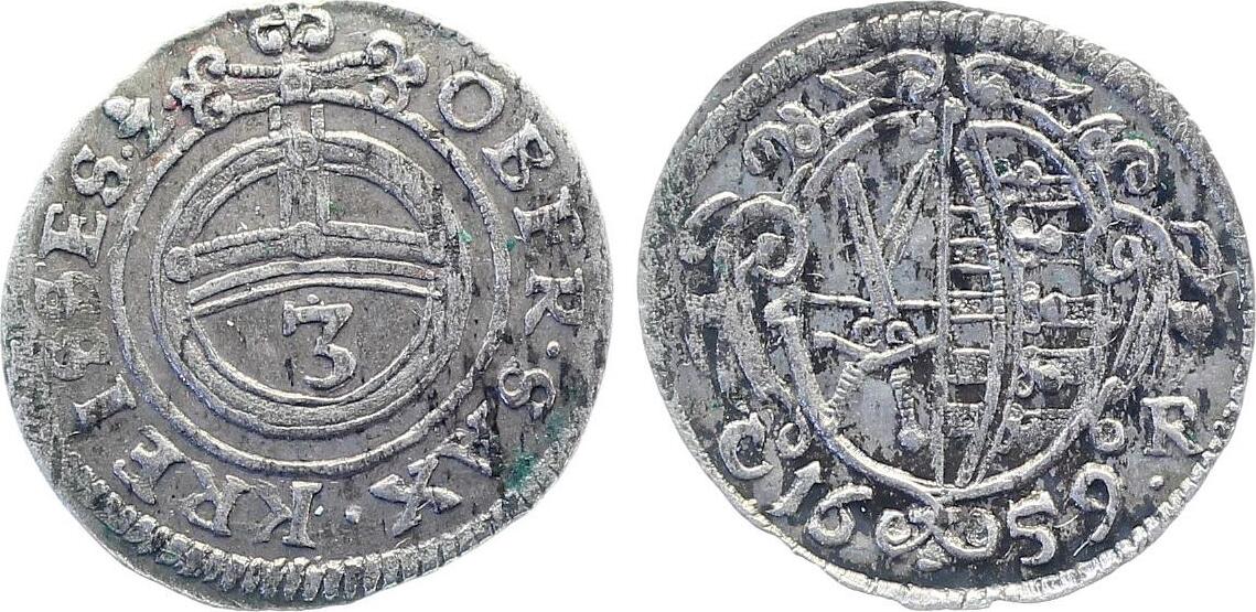 3 Kreuzer Römisch Deutsches Reich 1659 Ferdinand ss
