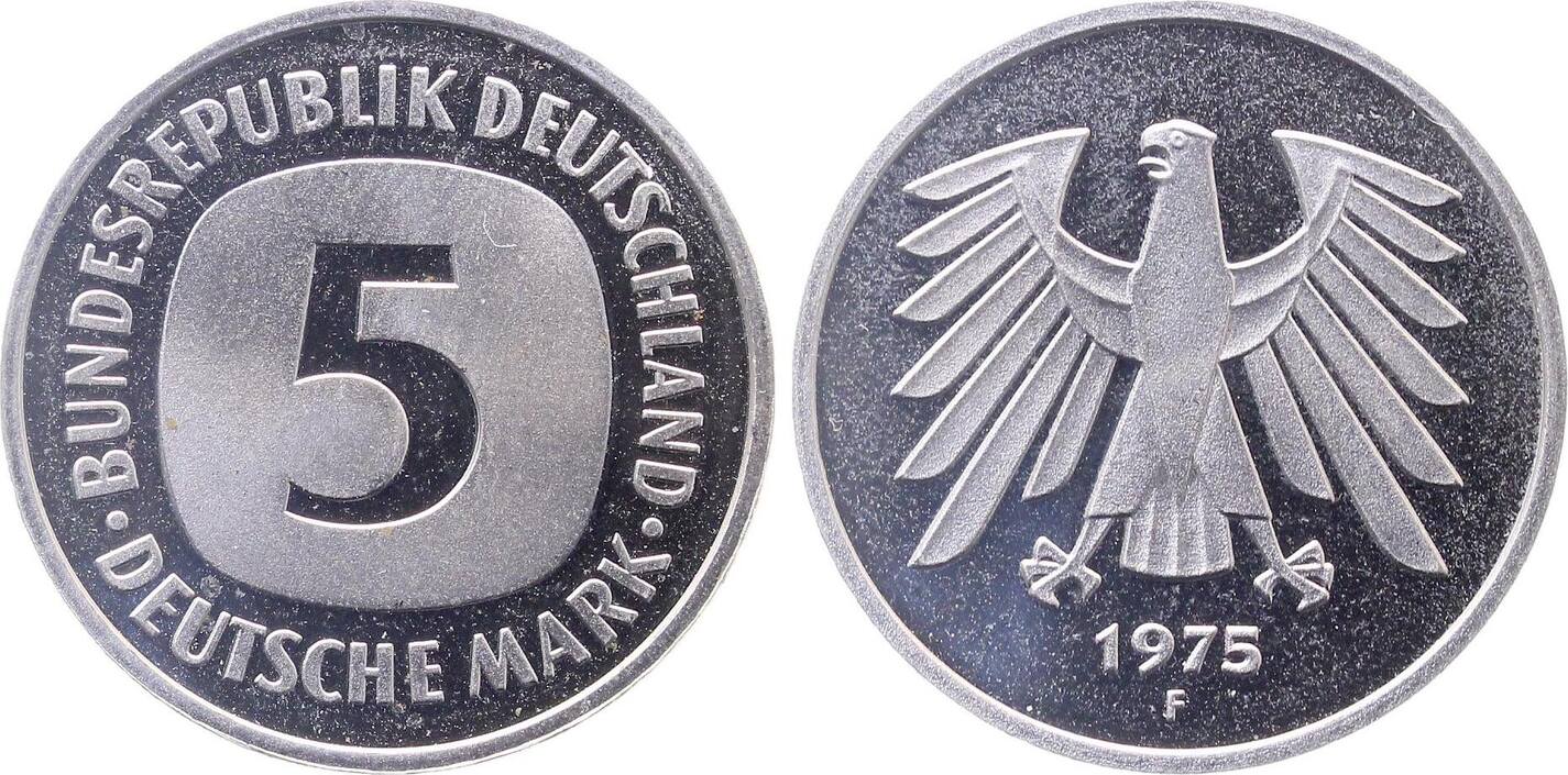 5 DM 1975 F Polierte Platte Proof J415