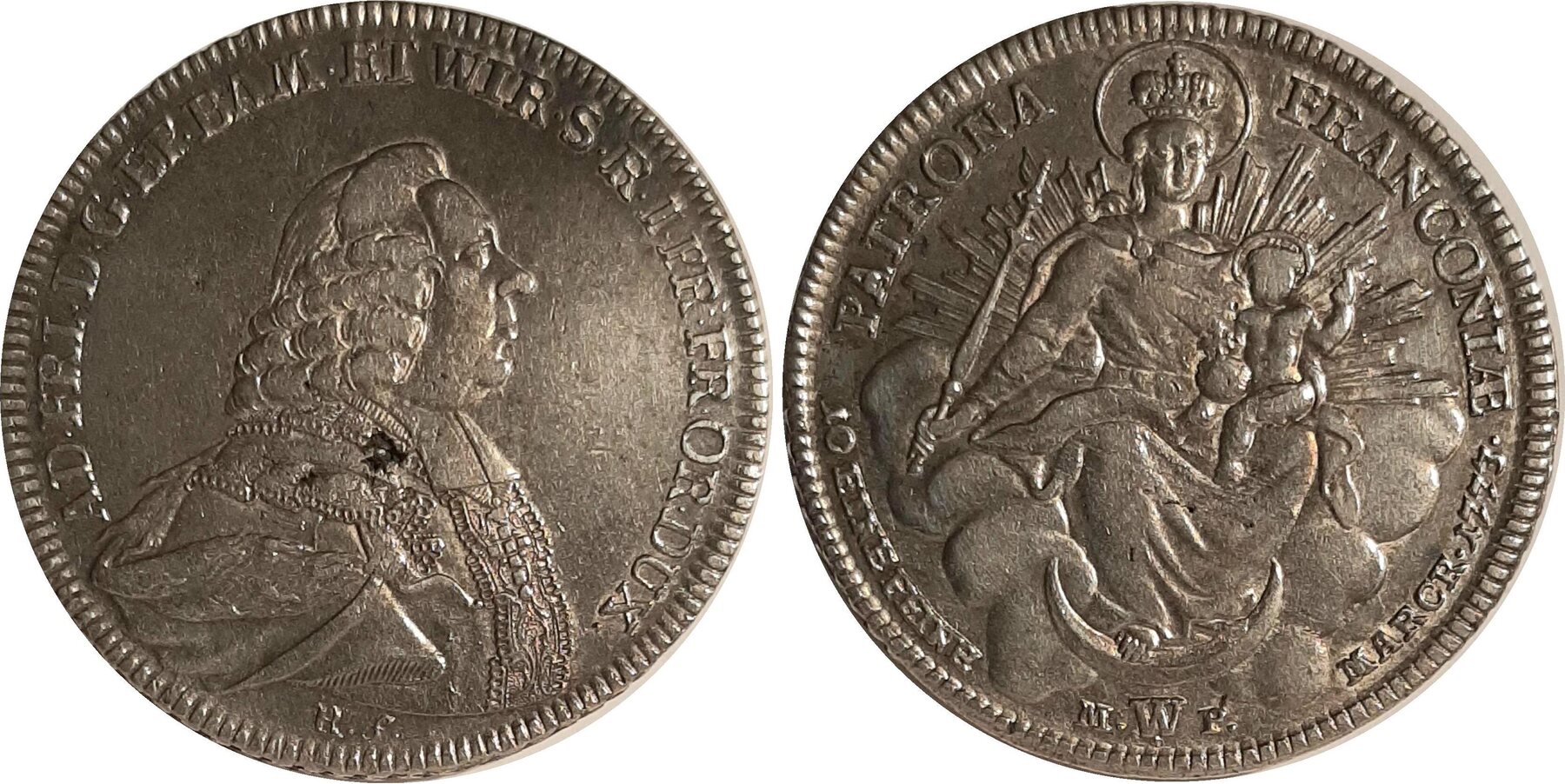 Madonnentaler Würzburg 1773 ss/vz, kl. Schrötl. Fehler