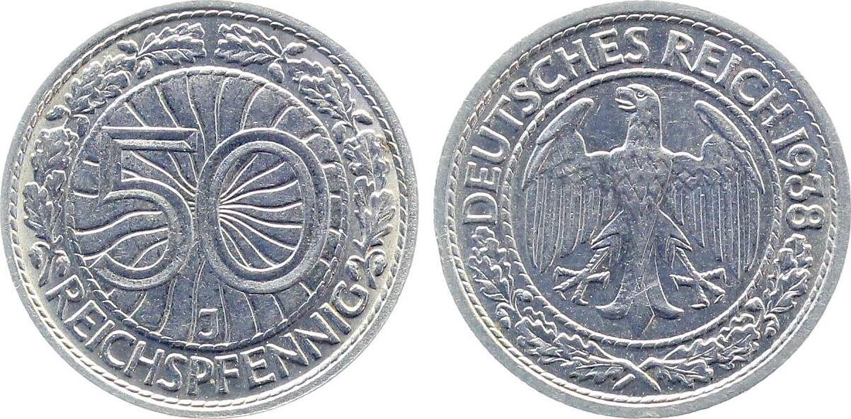 50 Reichspfennig 1938 J prfr. deutliche Prägung J324