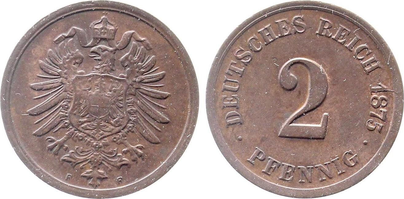 2 Pfennig 1875 F fast prägefrisch J002