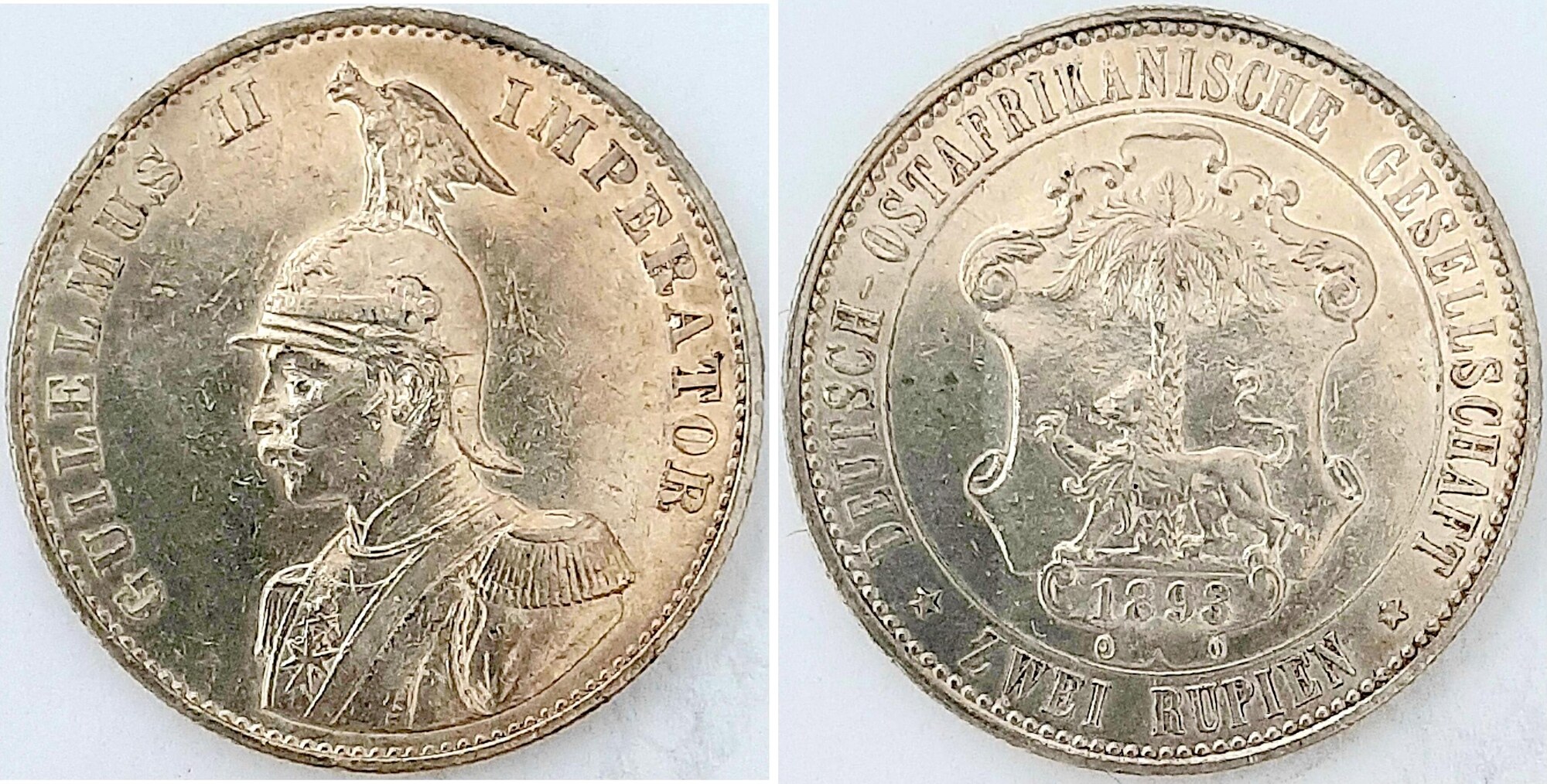 2 Rupien Deutsch-Ostafrika D.O.A. 1893 VZ+, TOP J N 714