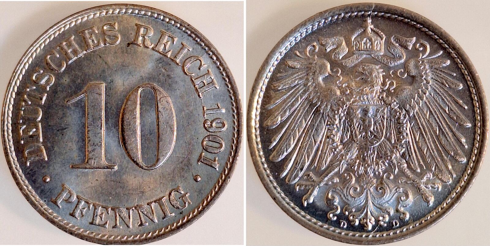 10 Pfennig 1901 D J013 prfr/f.stgl !