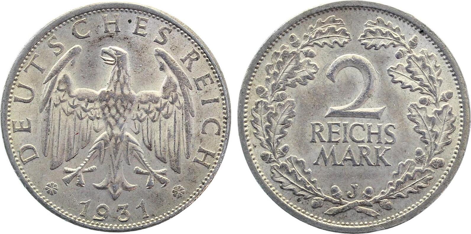 2 Reichsmark 1930 J J320 VZ+