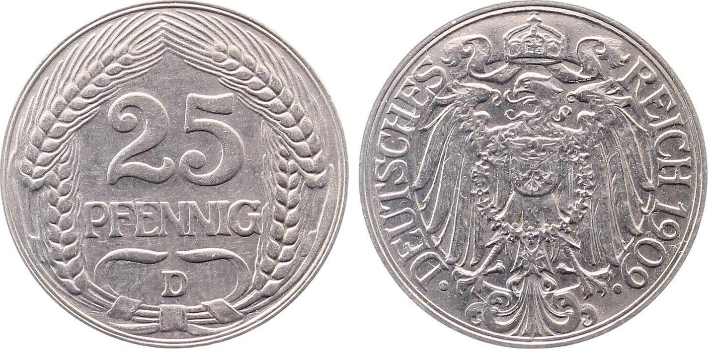 25 Pfennig 1909 D J018 vz