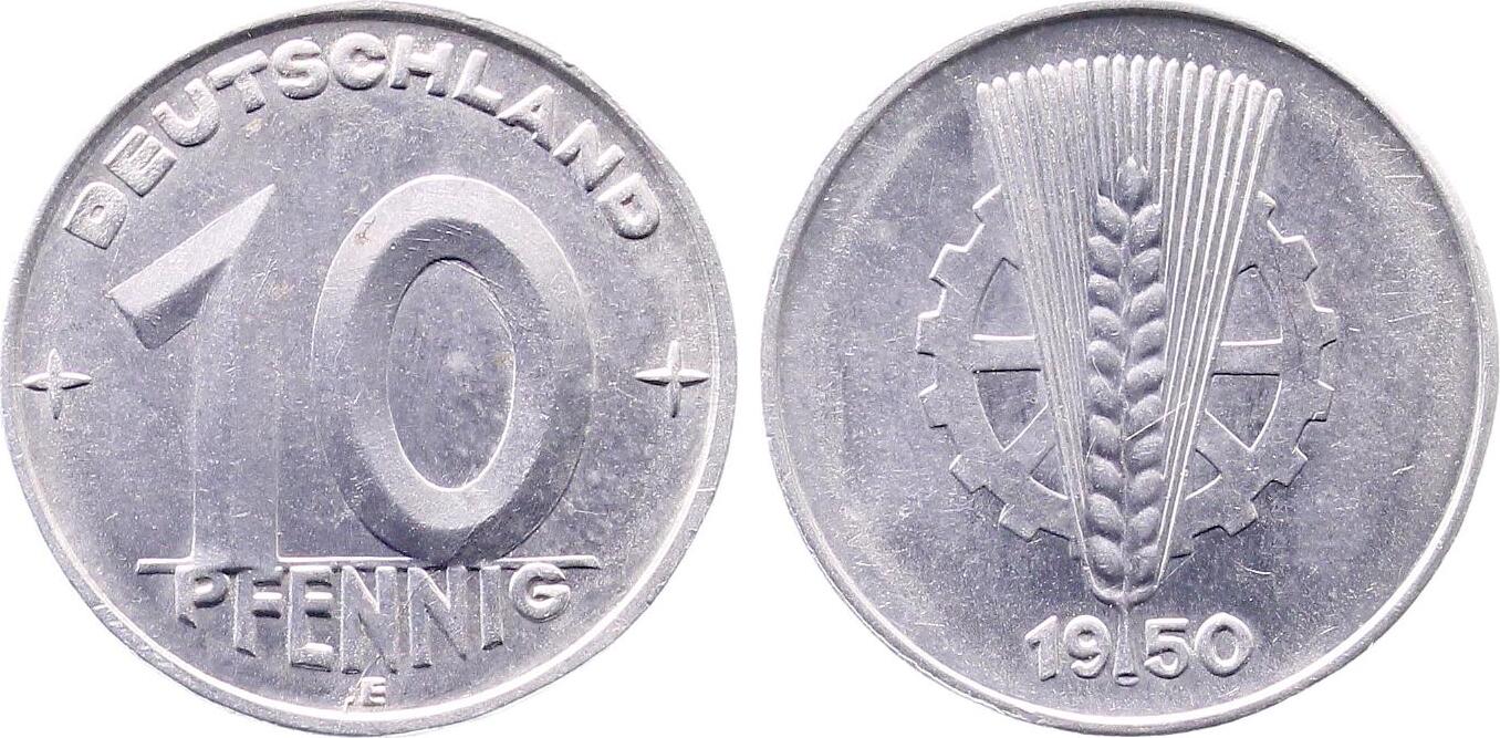10 Pfennig DDR 1950 E bfr am Rand leicht berieben