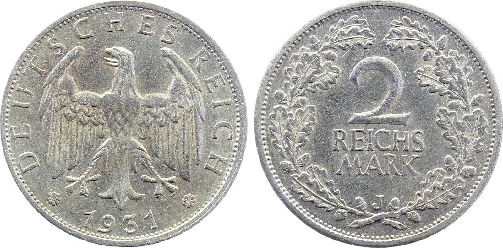 2 Reichsmark 1930 J J320 vz/st