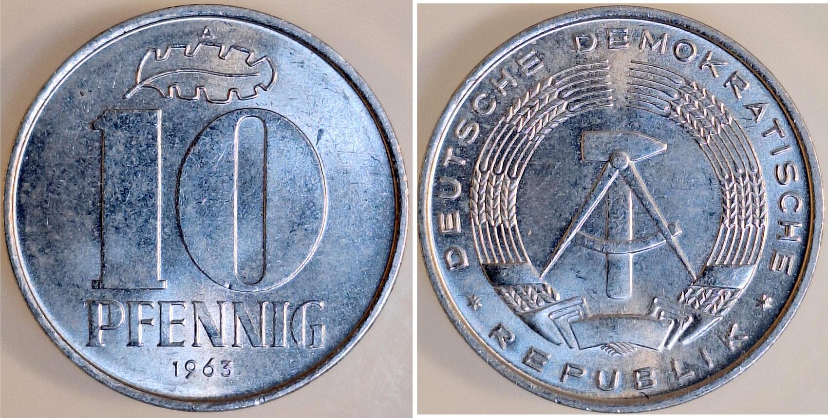 10 Pfennig DDR 1963 A stgl /matt J1510