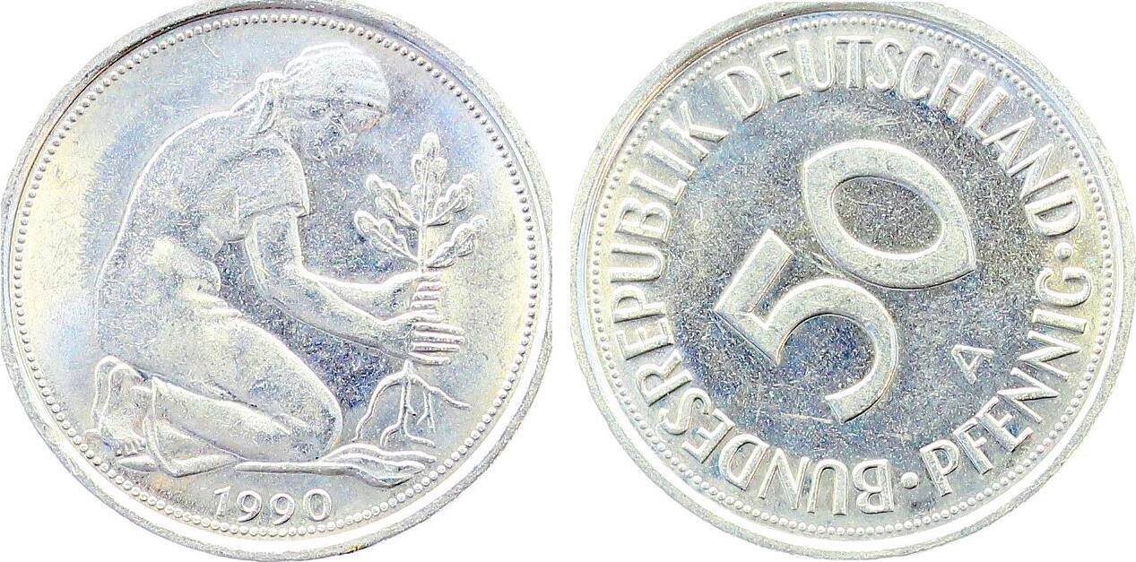 50 Pfennig 1990 A Stempeldrehung ca. 300°